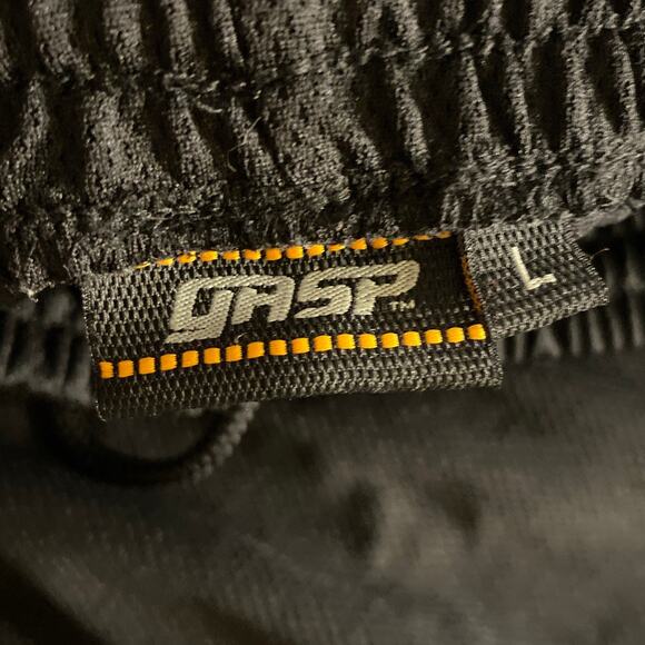 Y2K Bodybuilding Gym Track Pants Black Orange GASP INC Size L - Picture 3 of 5